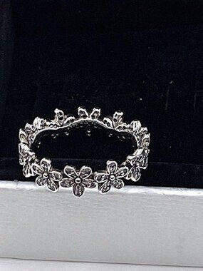 Pandora Diasy Ring Sterling Silver S925 ALE Size 7.5 Cubic Zirconia Authentic